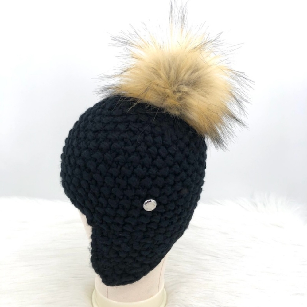 MICHAEL Michael Kors Faux Fur PomPom Beanie Beret Black